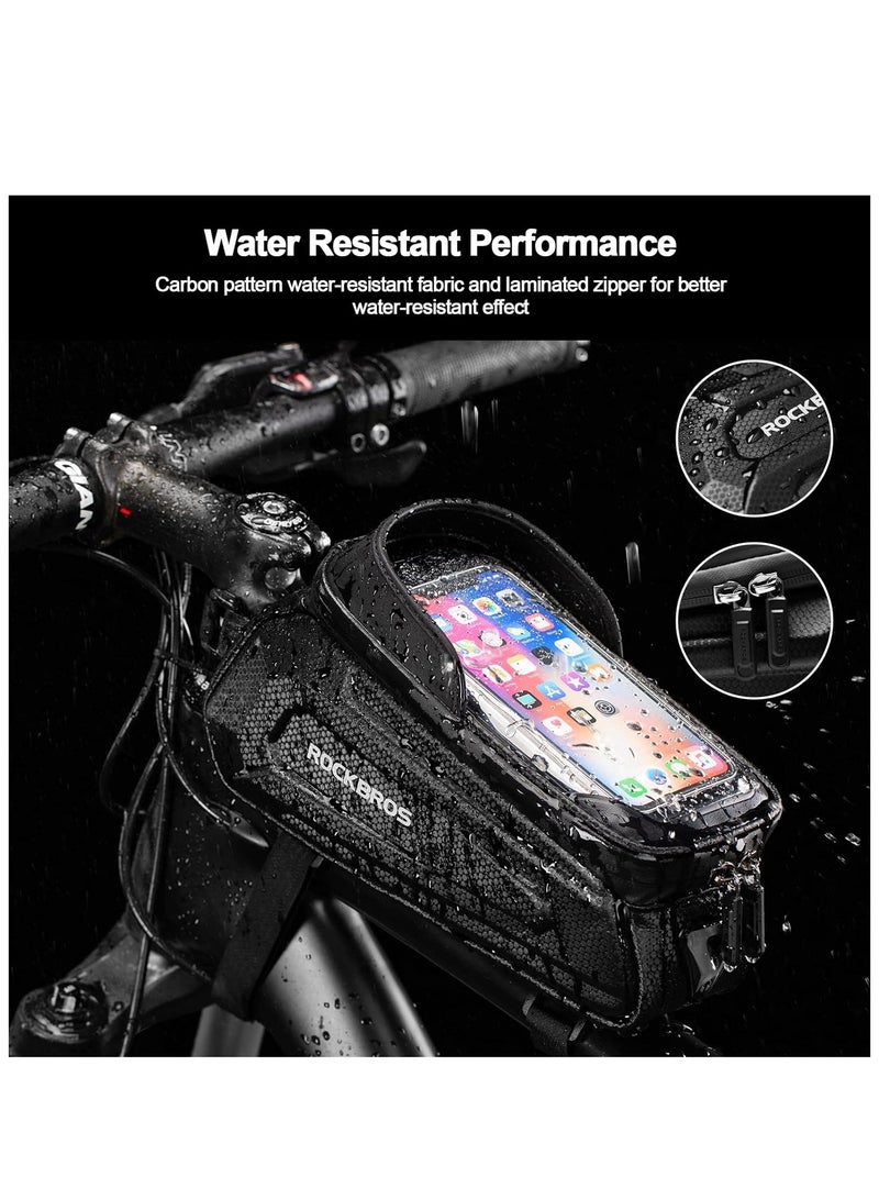 Rockbros Bicycle Bag Waterproof Touch Screen Cycling Bag Top Front Tube Frame Mtb Road Bike Bag 6.5 Phone Case Bike Accessories - Image 4
