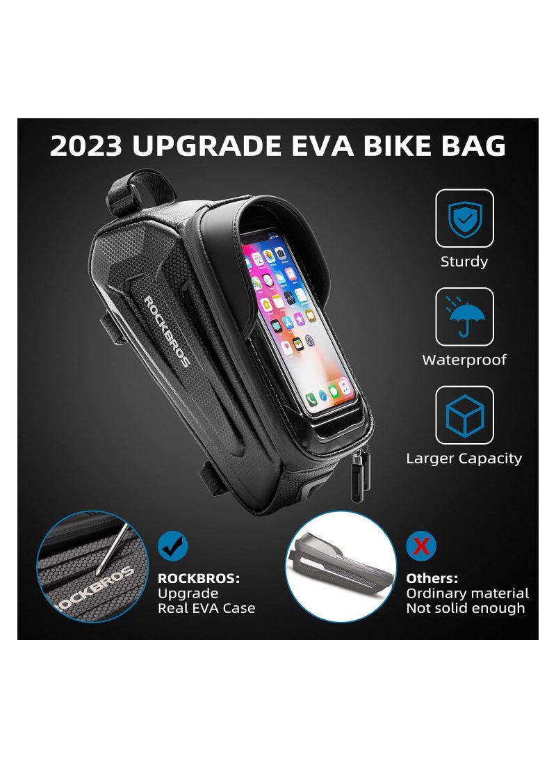 Rockbros Bicycle Bag Waterproof Touch Screen Cycling Bag Top Front Tube Frame Mtb Road Bike Bag 6.5 Phone Case Bike Accessories - Image 2