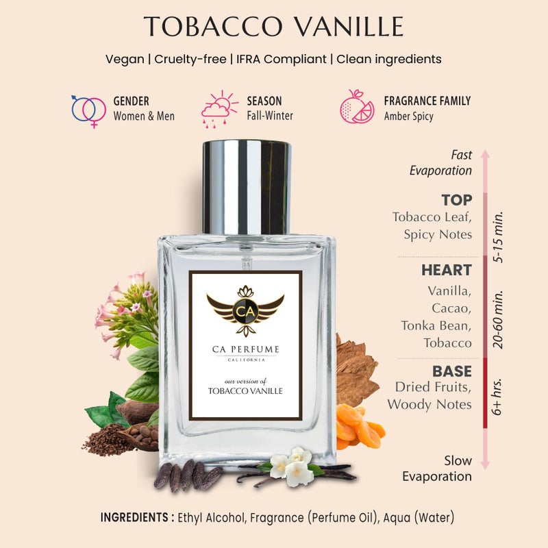 CA Perfume Impression of Tobacco Vanille for Men Amber Spicy Fragrance Long Lasting Mens Cologne Eau De Parfum 1.7 Fl Oz 50ml - Image 2