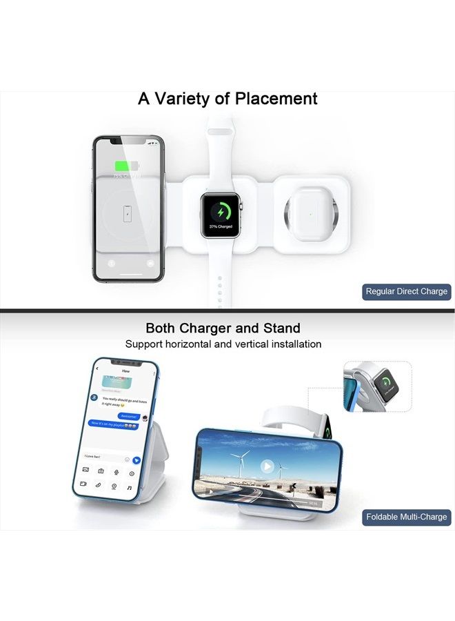 Ucomx Nano 3 in 1 Wireless Charger for iPhone,Magnetic Foldable 3 in 1 Charging Station,Travel Charger for Multple Devices for iPhone 14/13/12 Series,AirPods 3/2/Pro,iWatch(Adapter Included) - Image 2