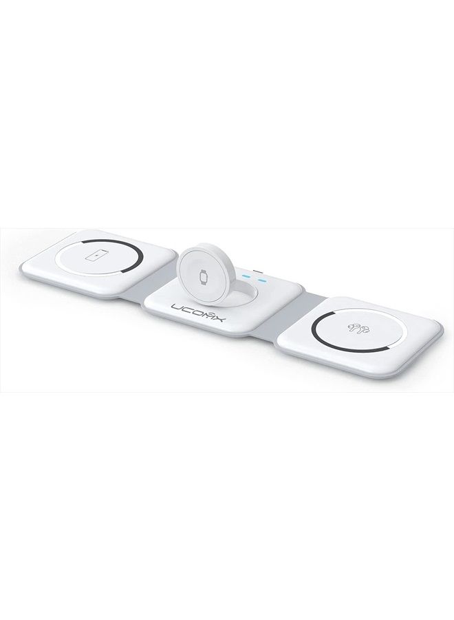 Ucomx Nano 3 in 1 Wireless Charger for iPhone,Magnetic Foldable 3 in 1 Charging Station,Travel Charger for Multple Devices for iPhone 14/13/12 Series,AirPods 3/2/Pro,iWatch(Adapter Included) - Image 1