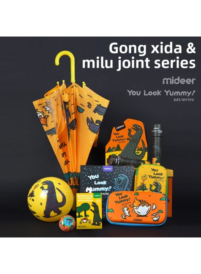 Mideer Milu Joint Model You Look Delicious Puzzle Kettle Stationery Box Tableware Umbrella Plush Toys-Color:260ml Tyrannosaurus Rex [6m + Gravity Ball Suction Cup (with Direct Drinking Tube)]] - Image 2