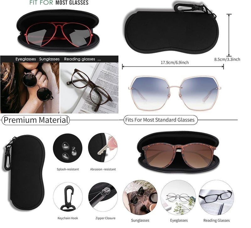 ALASKA ® Sunglasses Soft Case Ultra-Light Neoprene Scratch-Proof Inner Fabric, Zipper Eyeglass Case for Men and Women. Made with 5mm Thick Neoprene Fabric. - Image 2