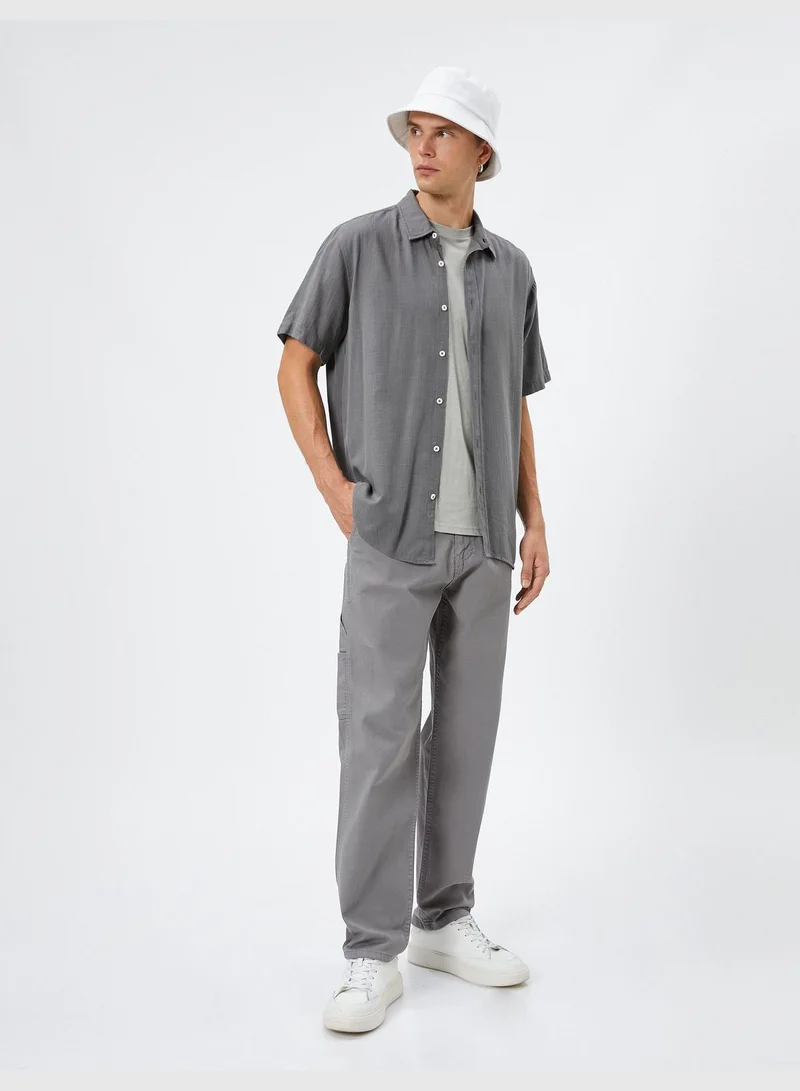 KOTON Canvas Trousers Pocket Detailed Cotton