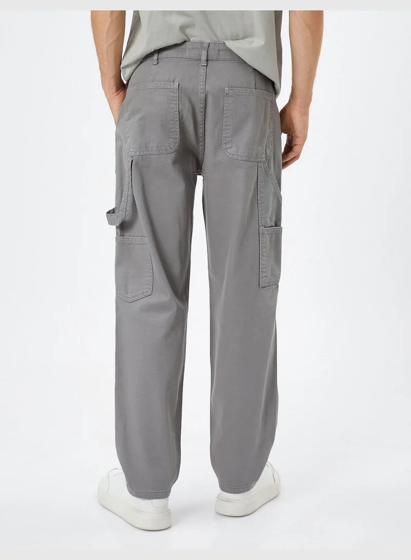KOTON Canvas Trousers Pocket Detailed Cotton