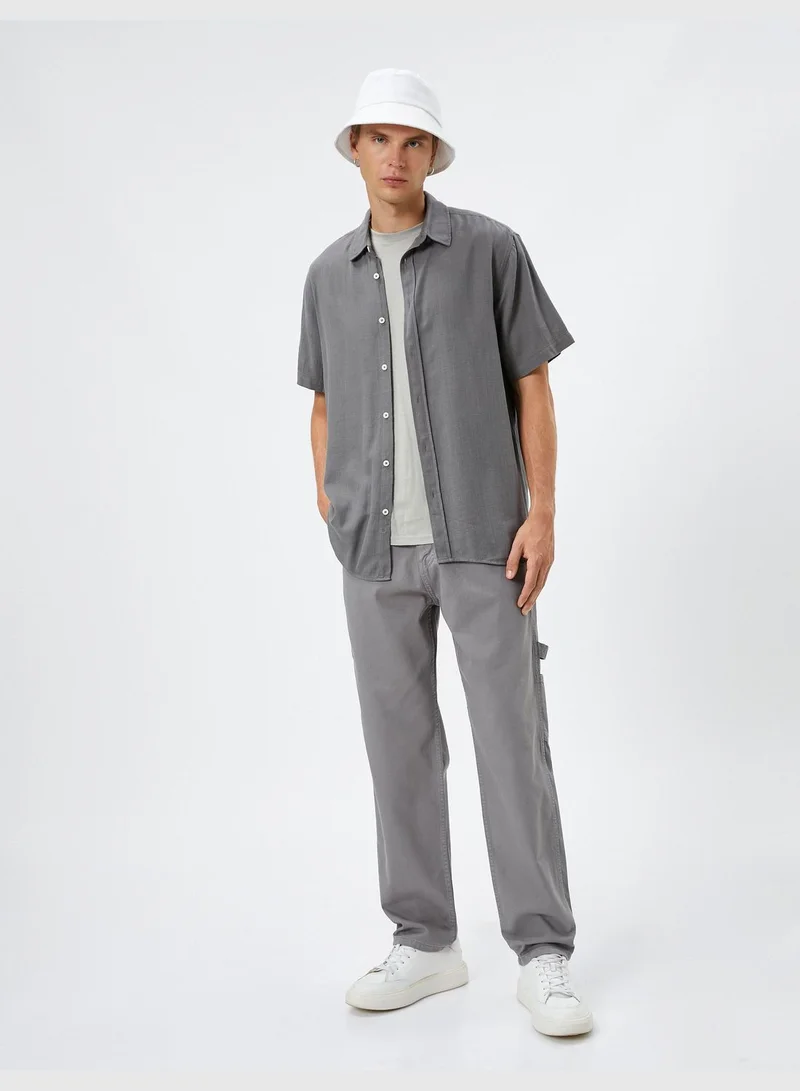 KOTON Canvas Trousers Pocket Detailed Cotton