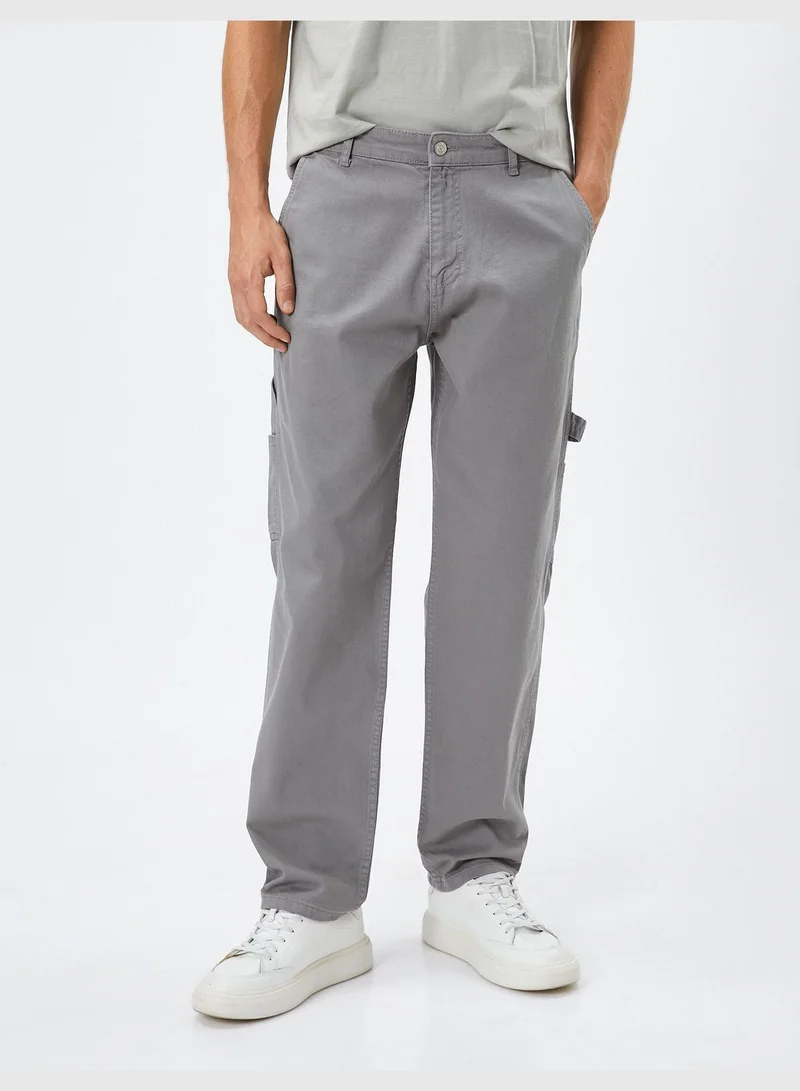 KOTON Canvas Trousers Pocket Detailed Cotton