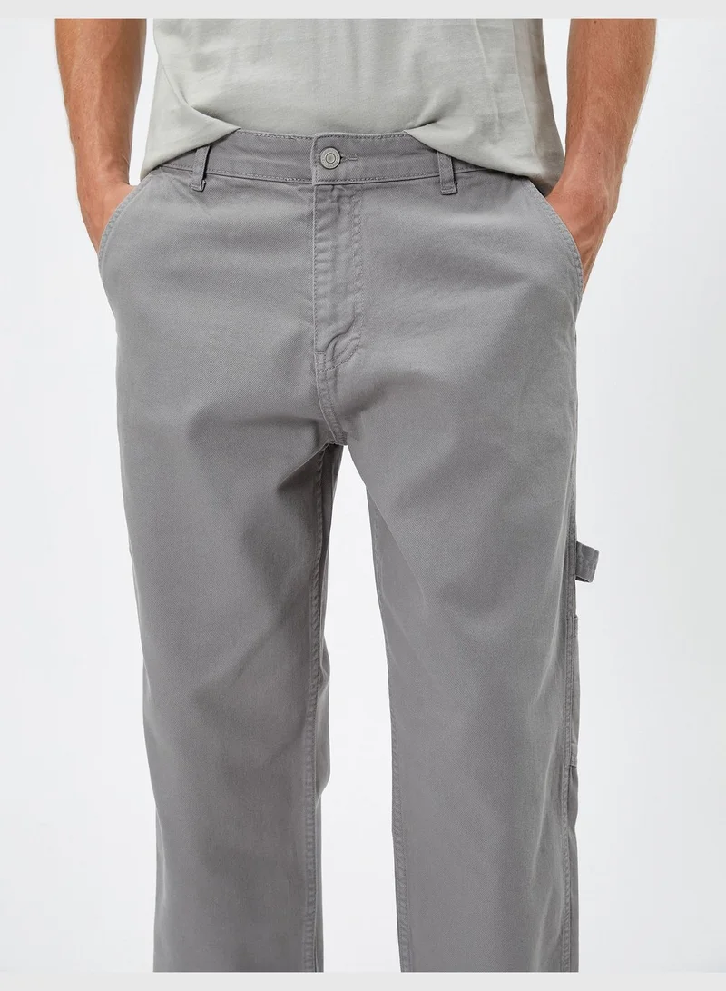 KOTON Canvas Trousers Pocket Detailed Cotton