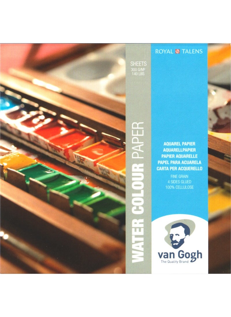 Talens - Van Gogh Cold Press Watercolor Notebook Block 300 Gr. 15X15 cm. 12 Leaves - Image 1