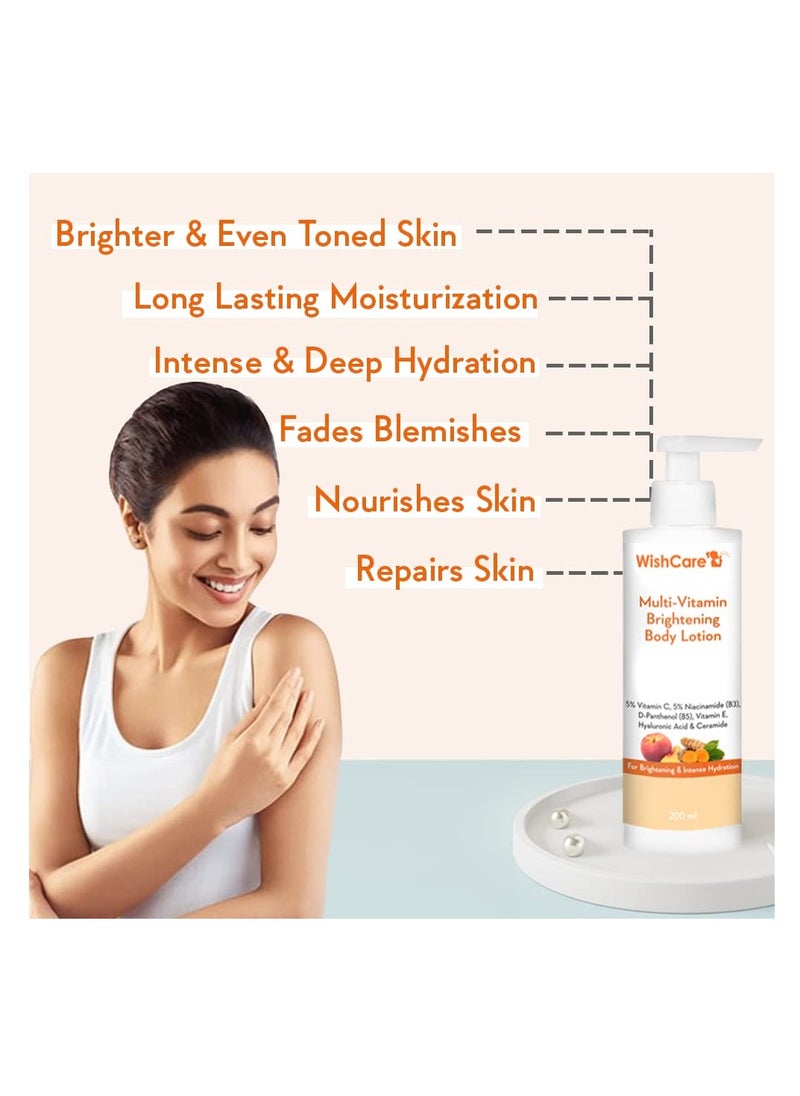 Multi Vitamin Brightening Body Lotion 5% Vitamin C 5% Niacinamide B3  Panthenol B5 Vitamin E Turmeric and Kakadu Plum  For  Men  and Women  200 Ml