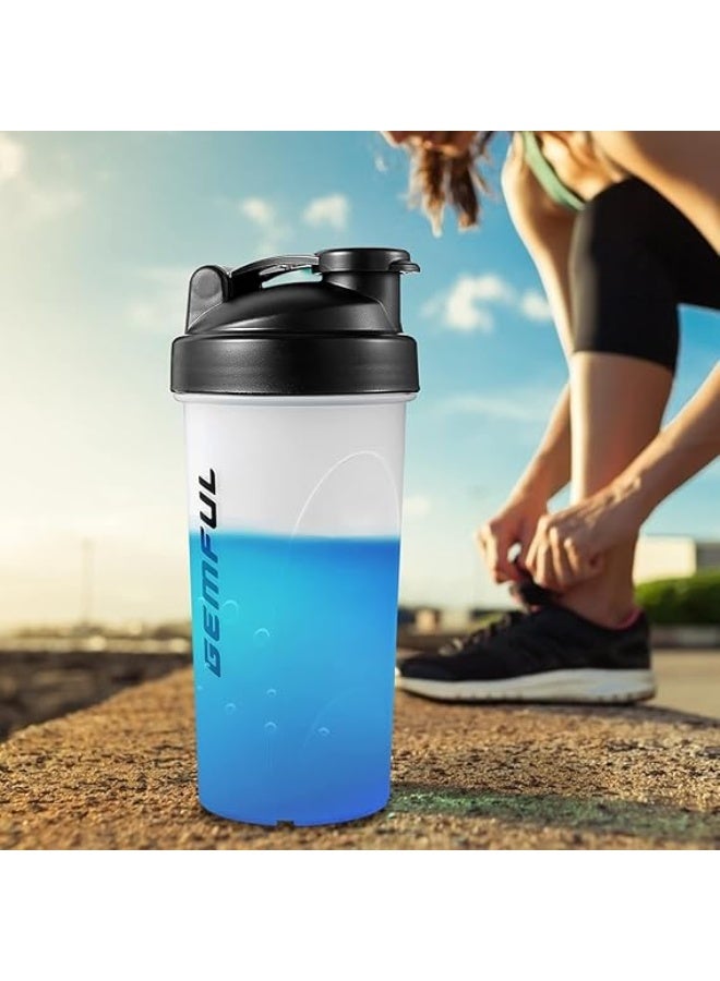 GEMFUL Shaker Bottle for Protein Mixes BPA-Free Leak Proof Smothies Mixer Water Cups 750 ML 2 Pack (2*White) - Image 5