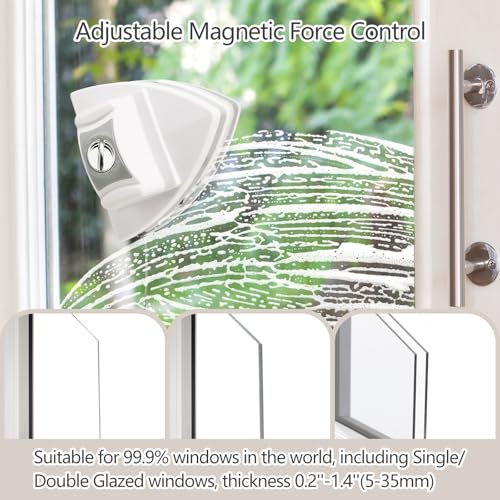 Mitclear Magnetic Window Cleaner Tool Glass Wiper, Adjustable Magnet Window Washer, Double-Sided Windows Cleaning Brush for High-Rise Single/Double Glazed Windows Thickness 0.2''-1.4''(5-35mm) - Image 3
