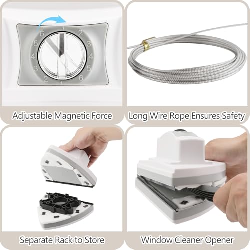 Mitclear Magnetic Window Cleaner Tool Glass Wiper, Adjustable Magnet Window Washer, Double-Sided Windows Cleaning Brush for High-Rise Single/Double Glazed Windows Thickness 0.2''-1.4''(5-35mm) - Image 4