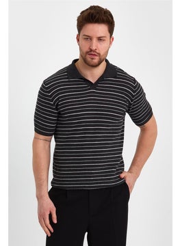 Cool Tarz Cool Style Smoke Men's Polo Collar Striped Knitwear T-SHIRT-TRZ19124R02S  - Image 1