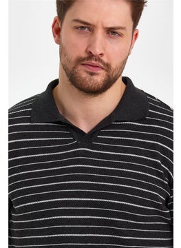 Cool Tarz Cool Style Smoke Men's Polo Collar Striped Knitwear T-SHIRT-TRZ19124R02S  - Image 4