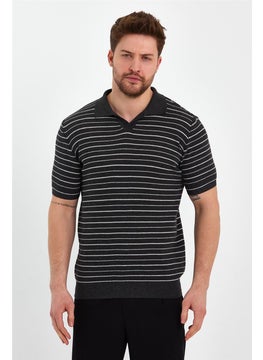 Cool Tarz Cool Style Smoke Men's Polo Collar Striped Knitwear T-SHIRT-TRZ19124R02S  - Image 2