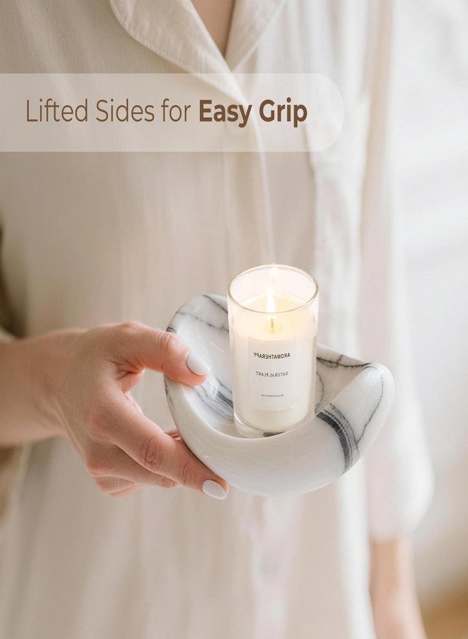 WORHE Candle Holders Italy Premium Natural Lilac Marble Candlestick Holder for Jar Pillar Candles Boat-Shaped Stone Jewelry Tray Centerpiece for Wedding Dining Table Home Decor (WH092) - Image 5