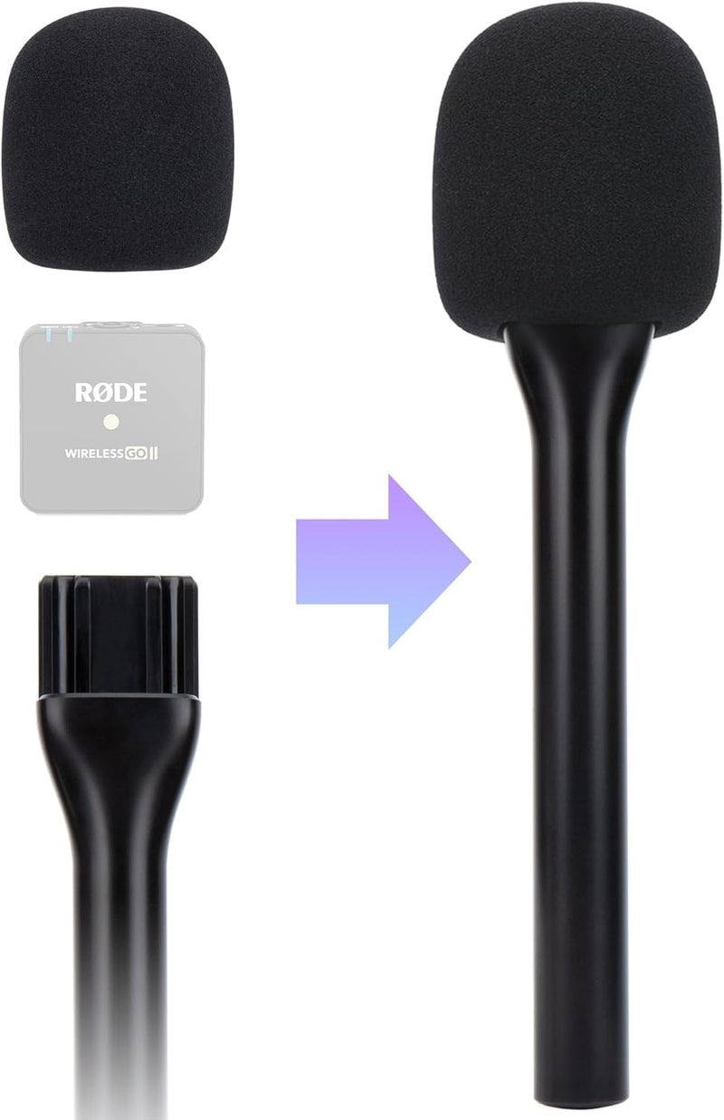 SUNMON Rode Handheld Wireless Mic Stand with Pop Filter, Holder for Wireless Go 2/Pro, Interview Microphone Adapter for Go/ME - Image 4