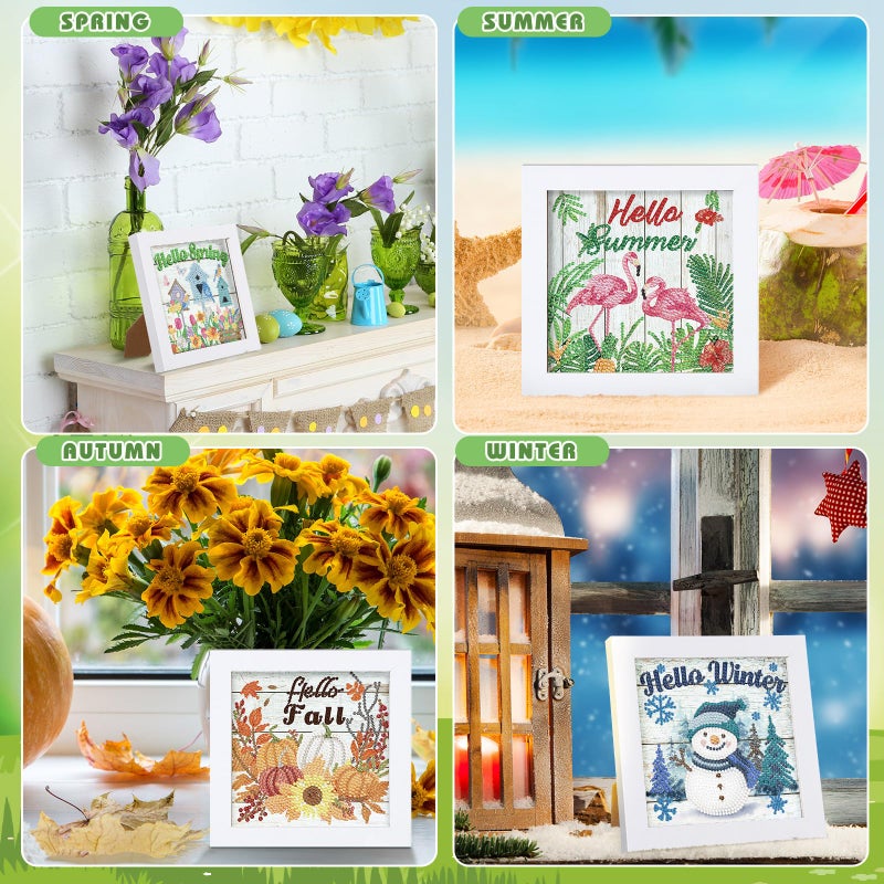 Trandraft 13 Pcs Interchangeable Holiday Small Diamond Art Kits for Adults 5D Seasonal Diamond Painting Calendar 2026 with Frame for Holiday Table Decor Art Craft Gift(Stylish Style) - Image 5