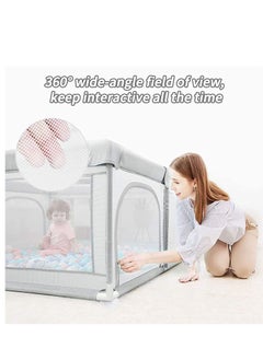 شو وو XIUWOO Baby Playpen ، سياج للأطفال مع حصيرة لعب 180 * 200 * 65 سم سياج للأطفال الصغار مع مصاصات مضادة للانزلاق مركز نشاط محمول مع كرات (رمادي)  - Image 4