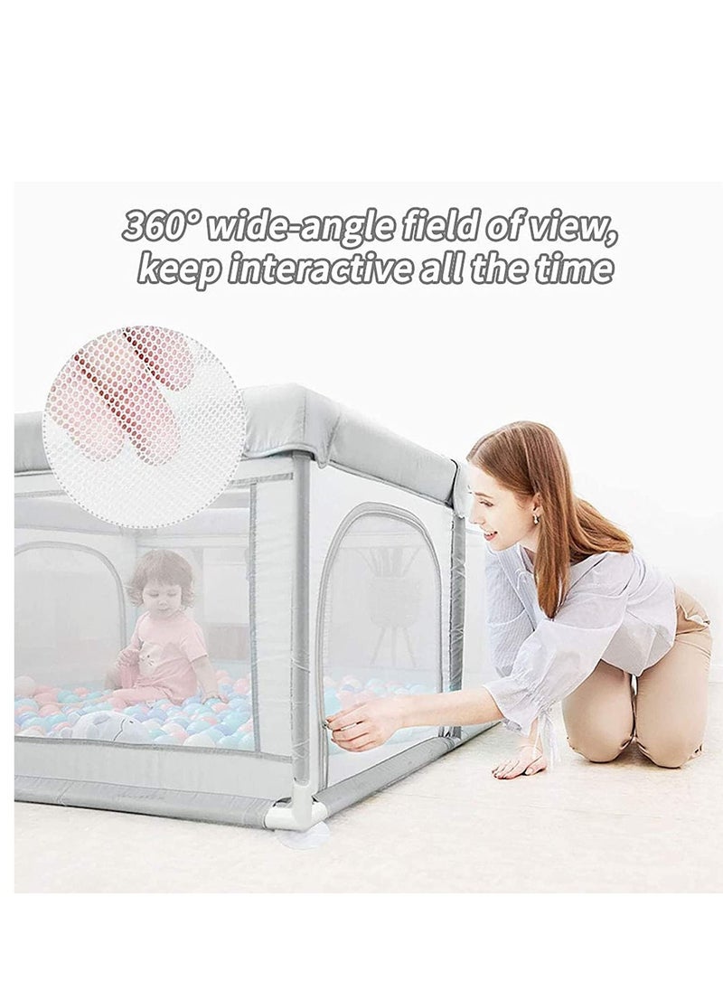 XiuWoo Baby Playpen, Baby fence with playing mat Toddler Fence with Anti-Slip Suckers Portable Activity Center with Balls(Grey)  - Image 4