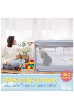 شو وو XIUWOO Baby Playpen ، سياج للأطفال مع حصيرة لعب 180 * 200 * 65 سم سياج للأطفال الصغار مع مصاصات مضادة للانزلاق مركز نشاط محمول مع كرات (رمادي)  - Image 3