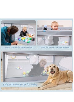 شو وو XIUWOO Baby Playpen ، سياج للأطفال مع حصيرة لعب 180 * 200 * 65 سم سياج للأطفال الصغار مع مصاصات مضادة للانزلاق مركز نشاط محمول مع كرات (رمادي)  - Image 5