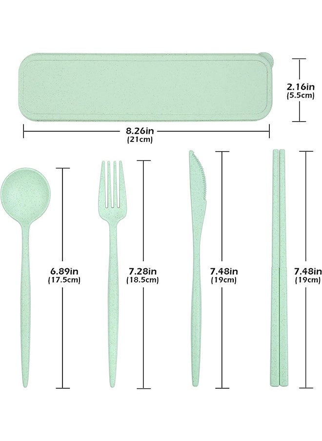 Generic - 4 Sets Reusable Utensils Set, Travel Utensils with Case, Reusable Utensils for Lunch Box accessories, Portable Chopsticks Knife Fork and Spoon Lunch Utensils Set for Work,Travel or Daily use - Image 1