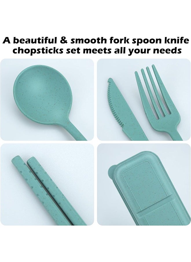 Generic - 4 Sets Reusable Utensils Set, Travel Utensils with Case, Reusable Utensils for Lunch Box accessories, Portable Chopsticks Knife Fork and Spoon Lunch Utensils Set for Work,Travel or Daily use - Image 1