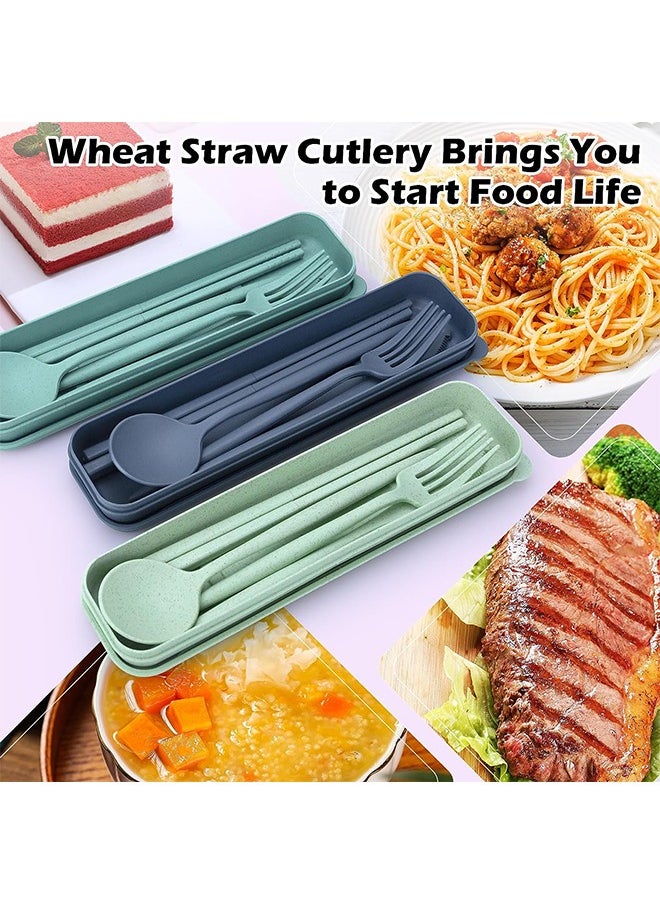 Generic - 4 Sets Reusable Utensils Set, Travel Utensils with Case, Reusable Utensils for Lunch Box accessories, Portable Chopsticks Knife Fork and Spoon Lunch Utensils Set for Work,Travel or Daily use - Image 1