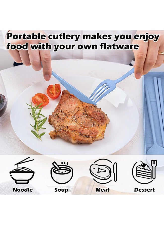 Generic - 4 Sets Reusable Utensils Set, Travel Utensils with Case, Reusable Utensils for Lunch Box accessories, Portable Chopsticks Knife Fork and Spoon Lunch Utensils Set for Work,Travel or Daily use - Image 1