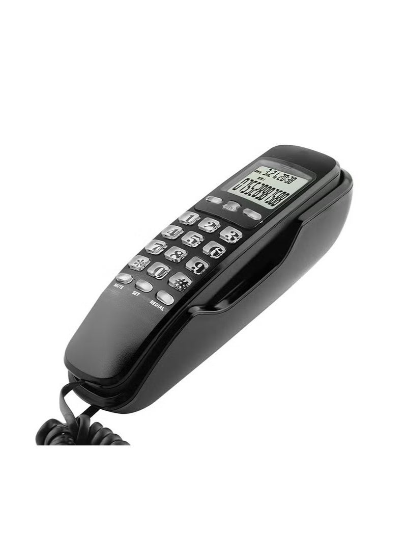 Mini Wired DTMF/FSK Wall-Mount Telephone with LCD Display for Caller ID, Home/Office/Hotel Landline Phone with 38-Number Memory/Redial Function (Black) - Image 3