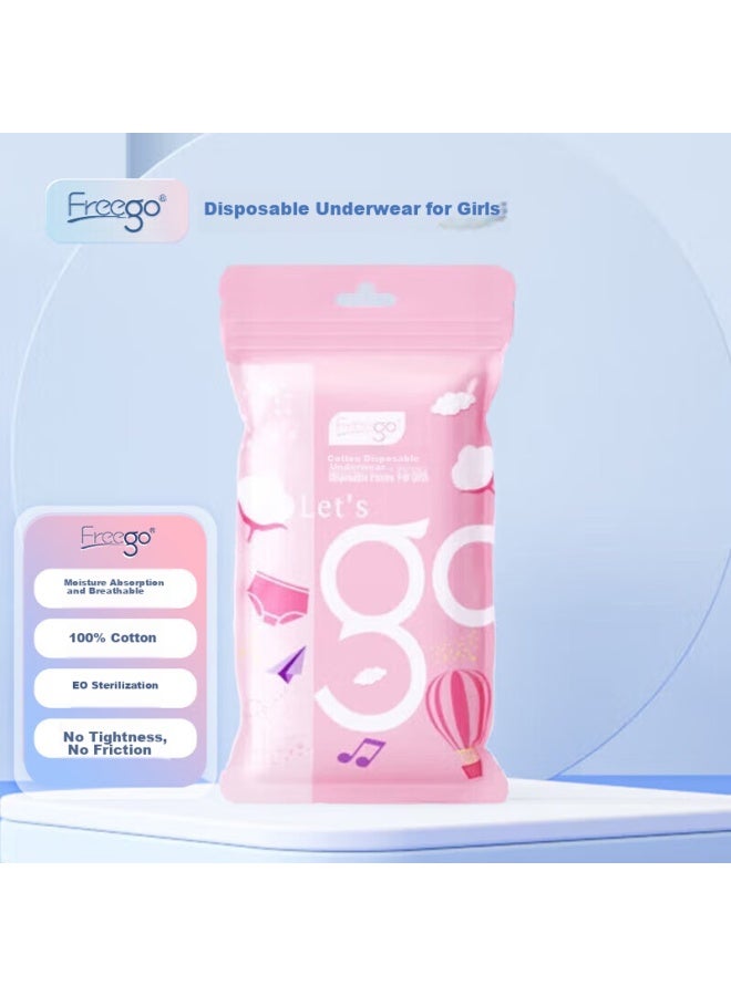 Free Go Freego Children's Disposable Underwear, Triangle Travel Pure Cotton Breathable Sterilized, For Older Children And Teenagers, 5-pack, Girls' M Size  - Image 1