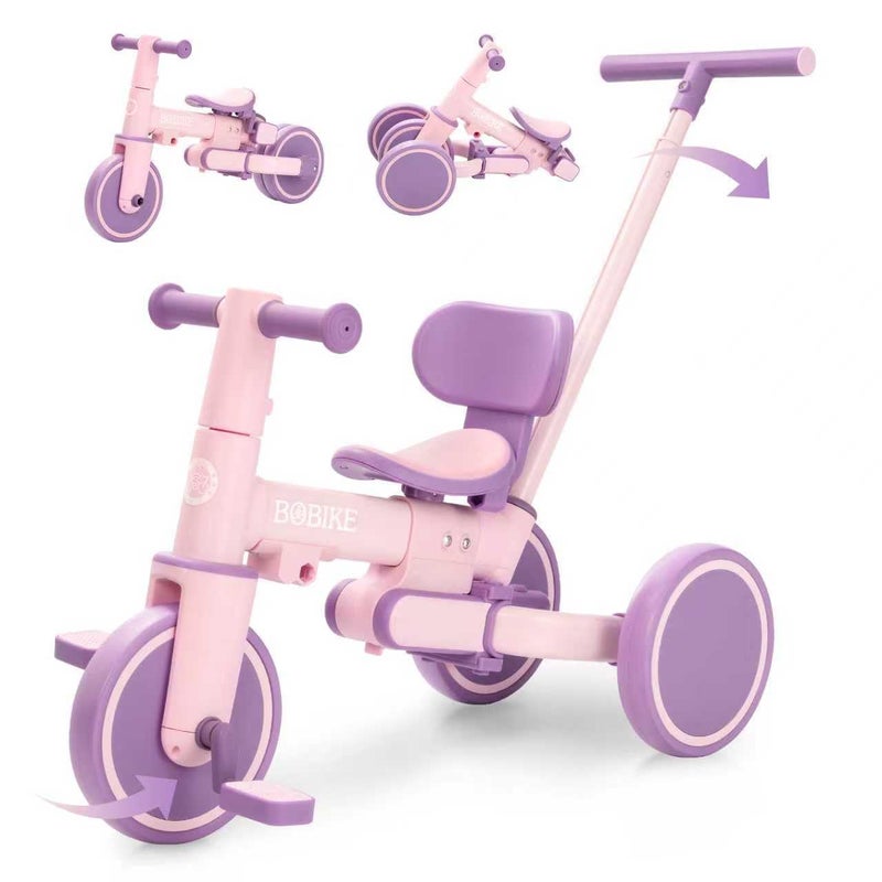 Bobike Toddler Bike with Push HandleTricycles for 1 to 3 Years Old Toddler Tricycle with Push Handle for Boy Girl Baby Balance Bike with Adjustable Seat Height and Removable Pedal Deep Purple - Image 3