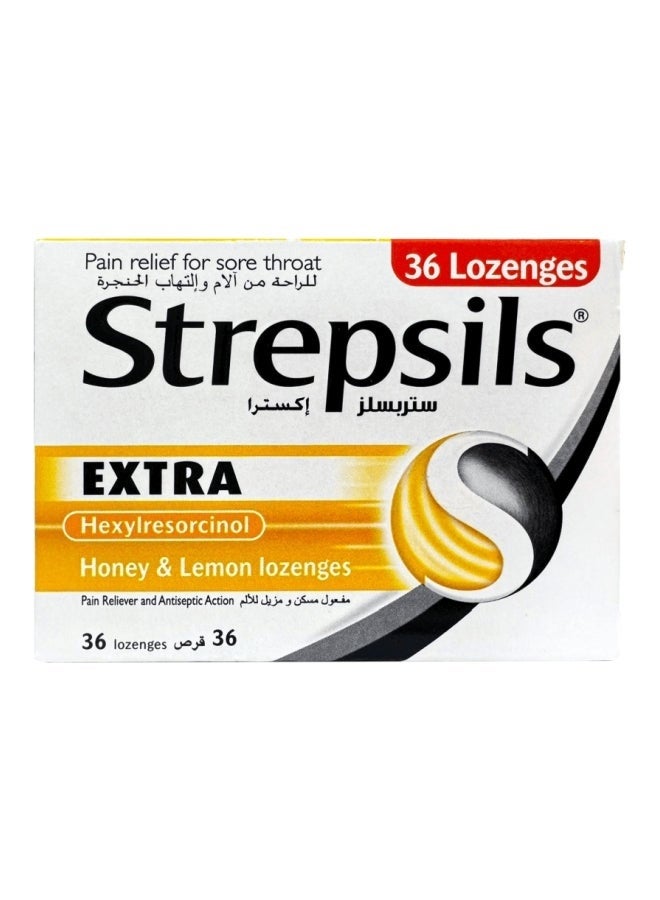 Strepsils Extra Pain Relief From Sore Throats Lozenges, Honey And Lemon