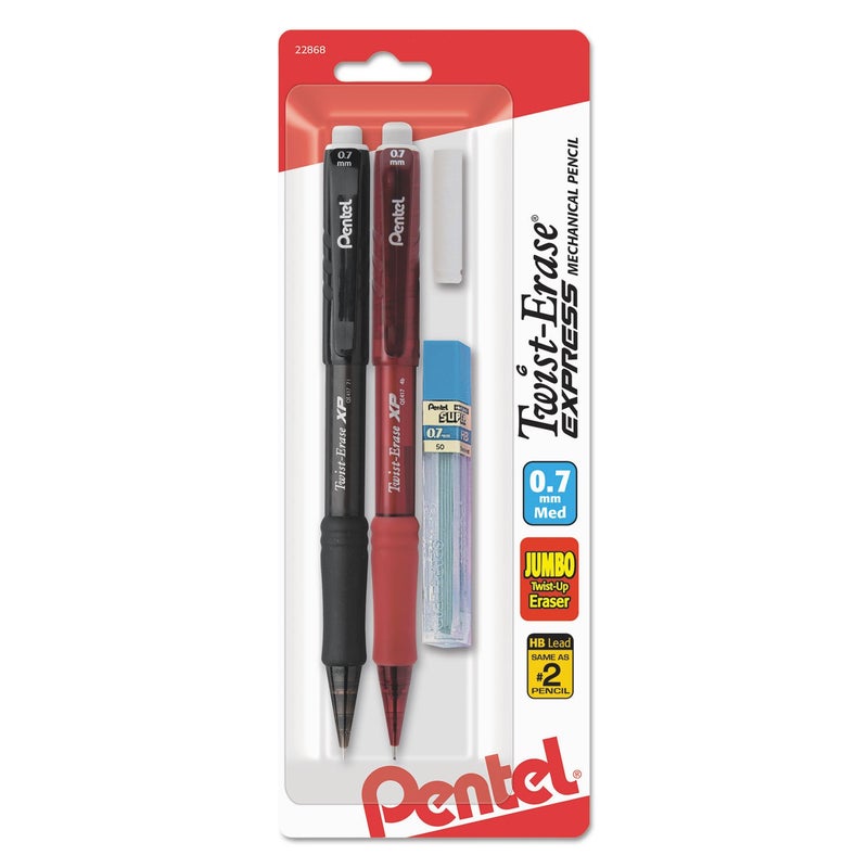 Pentel QE417LEBP2 Twist-Erase EXPRESS Mechanical Pencil, .7 mm, 2 per Set - Image 1