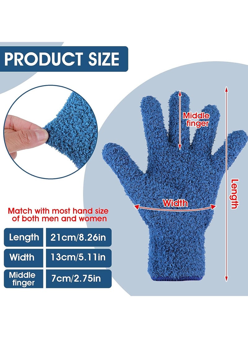 Sibba 4 Microfiber Dusting Cleaning Gloves Mittens Washable Reusable House Cleaning Kitchen Dust Removal Mitts Blinds Mirrors Furniture Garden Car Hard to Reach Corners Gap Blue and Rose Red  - Image 4