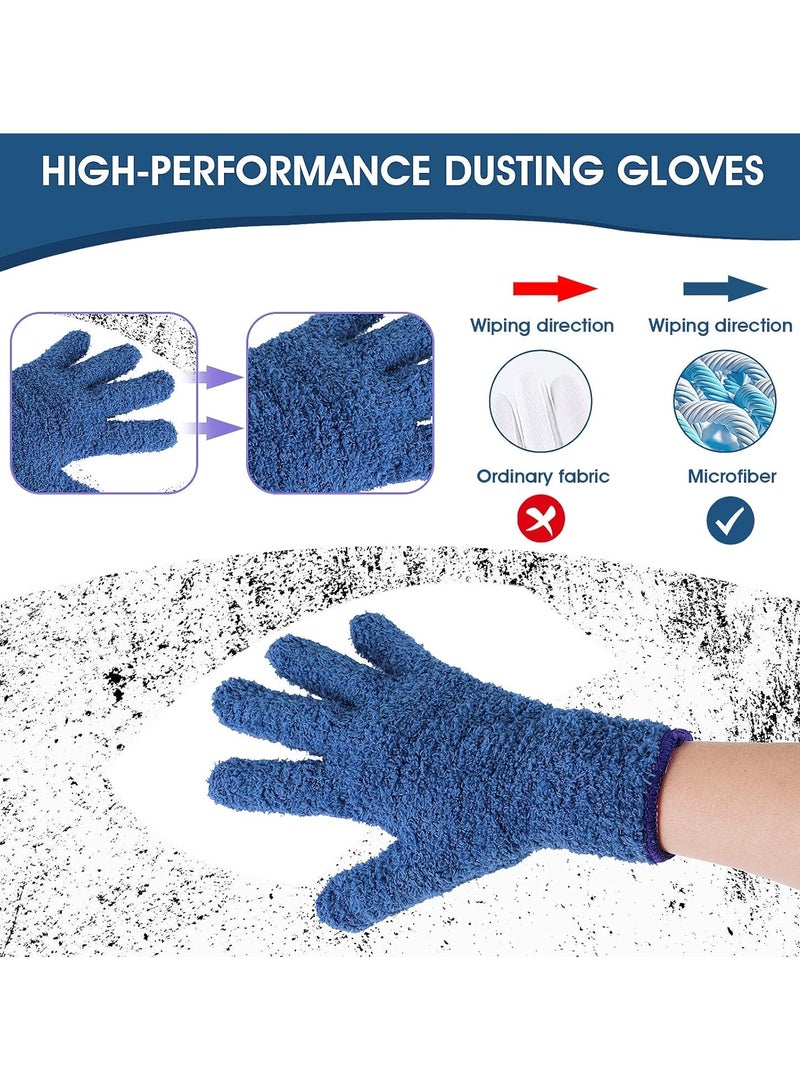 Sibba 4 Microfiber Dusting Cleaning Gloves Mittens Washable Reusable House Cleaning Kitchen Dust Removal Mitts Blinds Mirrors Furniture Garden Car Hard to Reach Corners Gap Blue and Rose Red  - Image 5