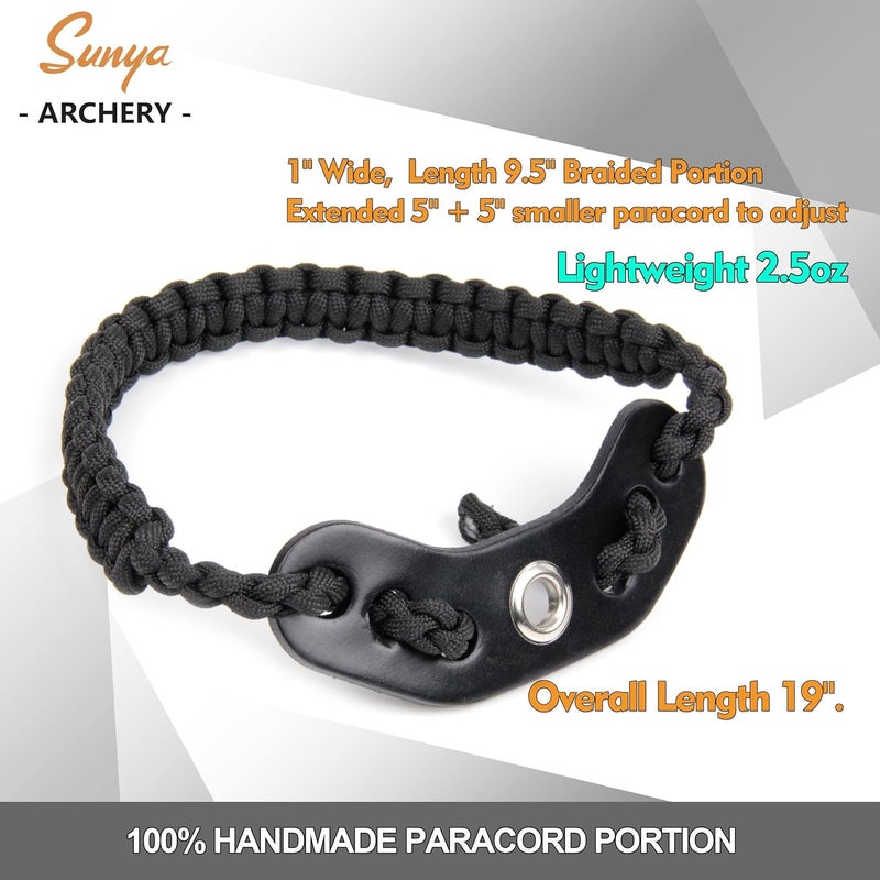 Sunya Archery Bow Wrist Sling, 550 Paracord Strap Comfortable on Hand.100% Full Grain Leather Yoke, Multiple Camo Colors.Fit Compound Bow Stabilizer & Recurve. - Image 3