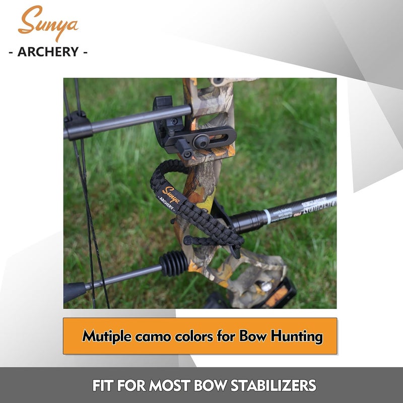 Sunya Archery Bow Wrist Sling, 550 Paracord Strap Comfortable on Hand.100% Full Grain Leather Yoke, Multiple Camo Colors.Fit Compound Bow Stabilizer & Recurve. - Image 2