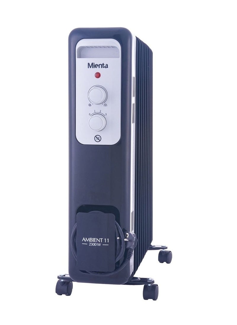Mienta - Oil Heater, 11 Fin, 2300 Watts, Black- OR37719B - Image 1