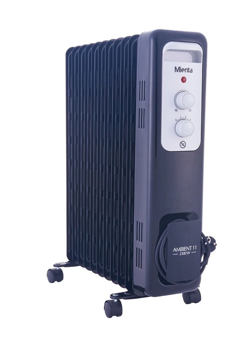 Mienta - Oil Heater, 11 Fin, 2300 Watts, Black- OR37719B - Image 1