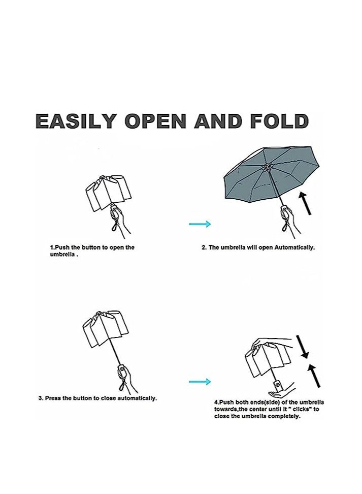 KASTWAVE Umbrella, Folding Compact Travel Umbrella, Ergonomic Handle Automatic Open Close, Portable, Ergonomic Handle, 99 UV Protection, Rain Sun, Umbrella, Parasol - Popular Style for women and men - Image 5