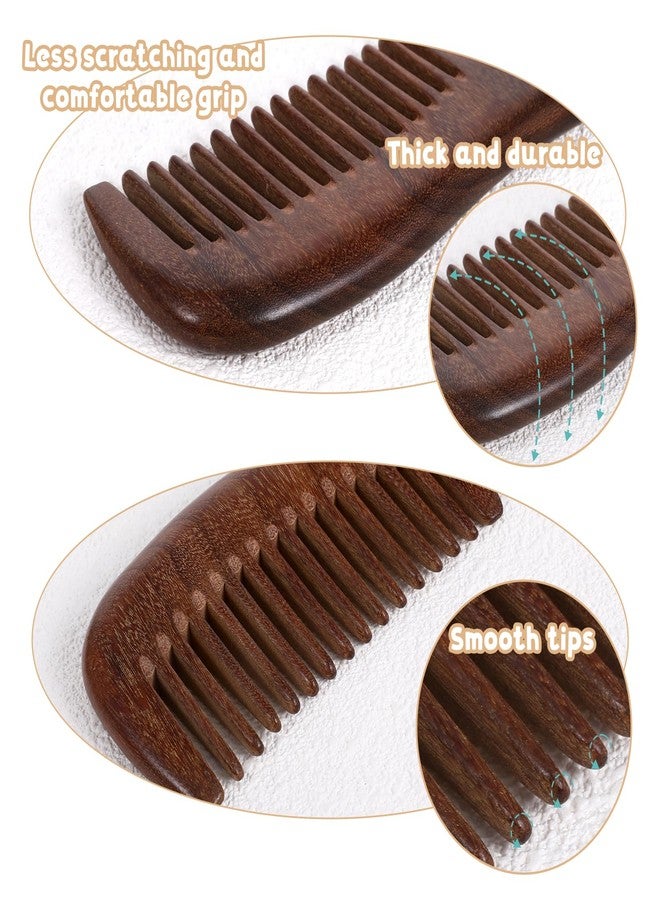 Exircy 2 Pcs Sandalwood Comb Set Wide and Fine Tooth Comb Wooden Detangling Anti-static Natural Wood Combs Green Handmade Sandalwood Combs for Women Men Straight Curly Dry Wet Hair - Image 4