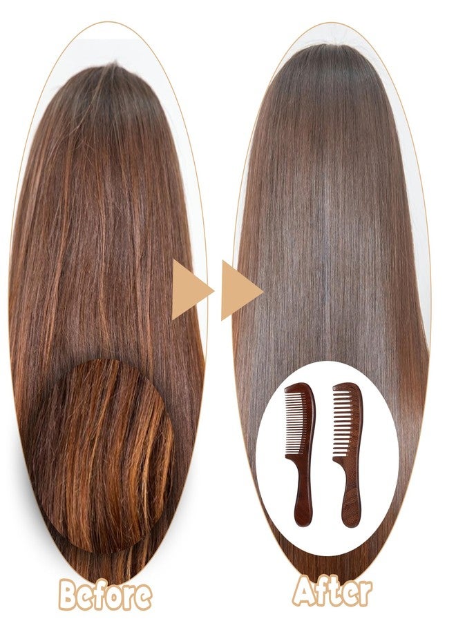 Exircy 2 Pcs Sandalwood Comb Set Wide and Fine Tooth Comb Wooden Detangling Anti-static Natural Wood Combs Green Handmade Sandalwood Combs for Women Men Straight Curly Dry Wet Hair - Image 5