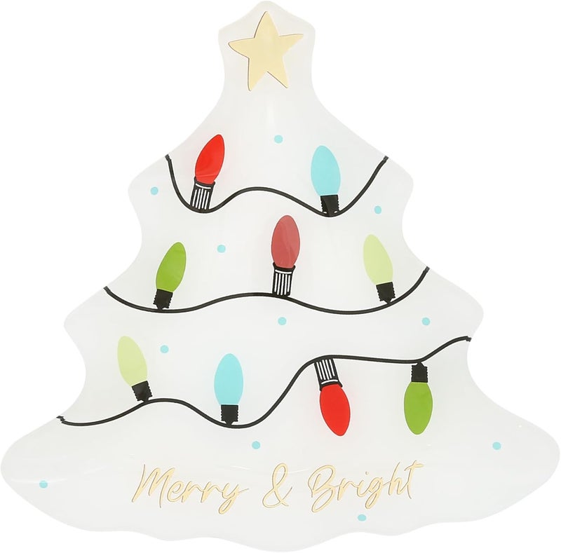 Pavilion Gift Company Pavilion Gift Company  Christmas  8 Glassware Christmas Tree Shaped Christmas Winter Seasonal Holiday Lights Candy Dish Festive Serving Dish - Image 1