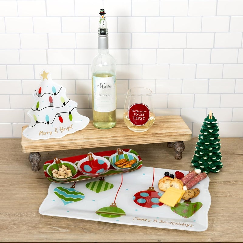 Pavilion Gift Company Pavilion Gift Company  Christmas  8 Glassware Christmas Tree Shaped Christmas Winter Seasonal Holiday Lights Candy Dish Festive Serving Dish - Image 3
