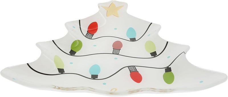 Pavilion Gift Company Pavilion Gift Company  Christmas  8 Glassware Christmas Tree Shaped Christmas Winter Seasonal Holiday Lights Candy Dish Festive Serving Dish - Image 5