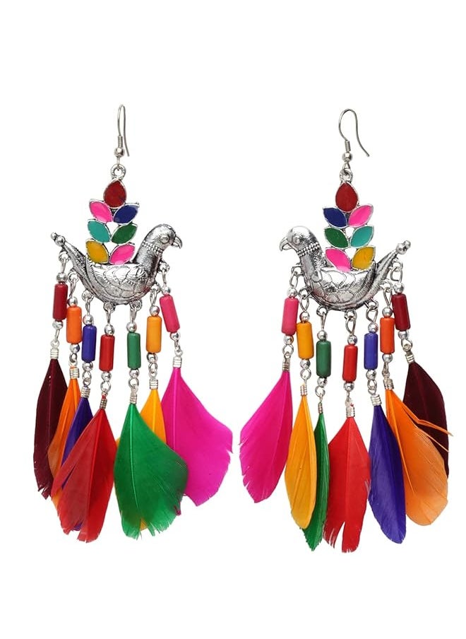 Shining Diva Fashion Latest Stylish Oxidized Feather Earrings For Women And Girls 11232Er  - Image 1