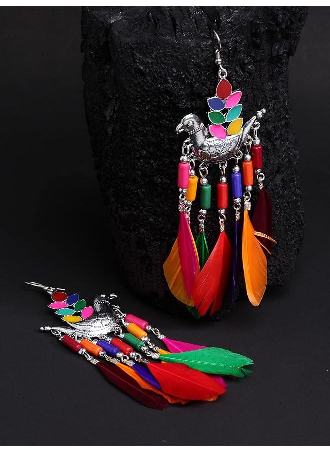 Shining Diva Fashion Latest Stylish Oxidized Feather Earrings For Women And Girls 11232Er  - Image 3